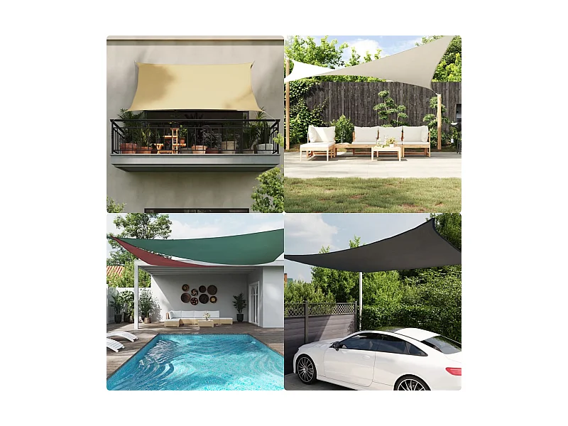 Voile d'ombrage tissu oxford triangulaire 4x4x4 m vert foncé FR57580