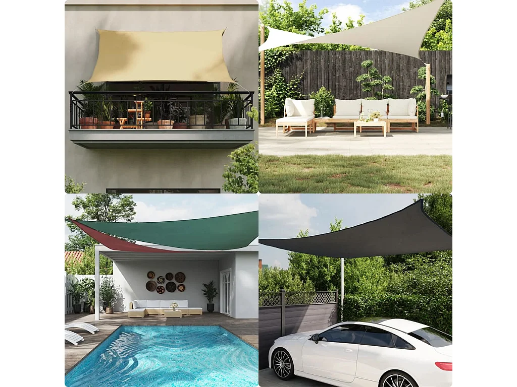 Toldo de vela cuadrado tela Oxford beige 6x6 m ES692020