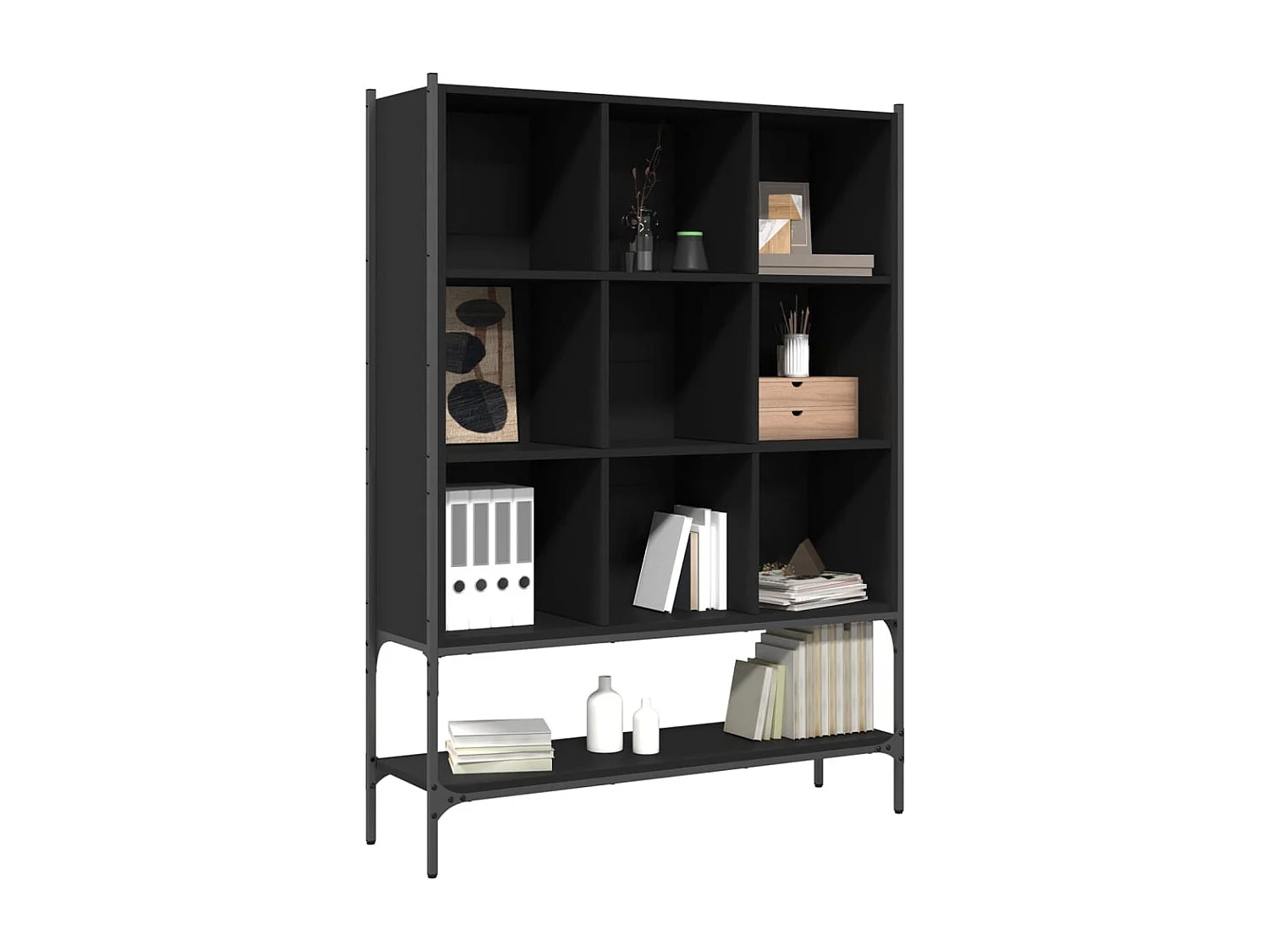 Bibliothèque noir 102x30x141,5 cm bois d'ingénierie FR88422