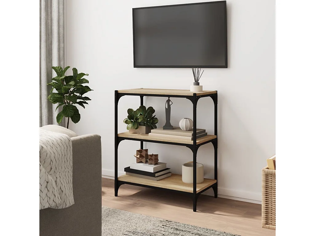 Bibliothèque Chêne Sonoma 60x33x70,5 cm Bois d'ingénierie acier FR15822