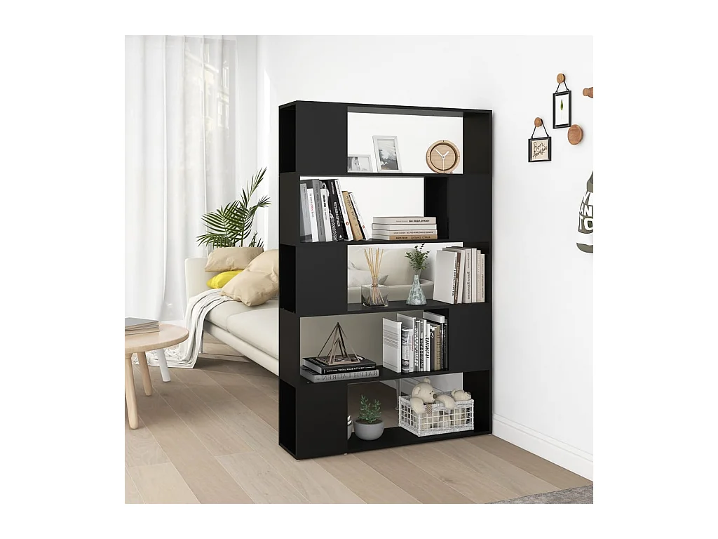 Bibliothèque Séparateur de pièce Noir Bois d'ingénierie FR53642