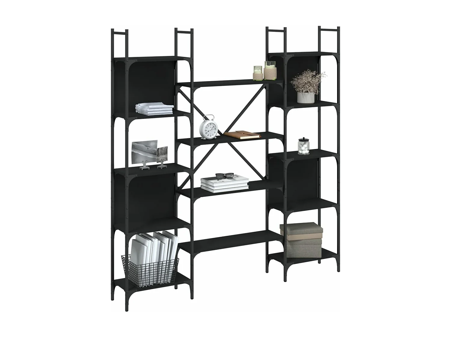 Boekenkast 155,5x24x166,5 cm bewerkt hout zwart BE812347