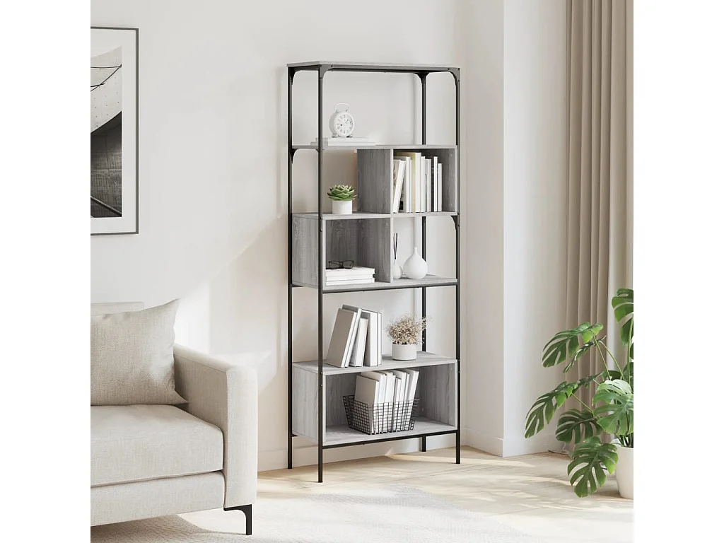 Bibliothèque 5 niveaux sonoma gris 76x33x188,5 cm FR90053