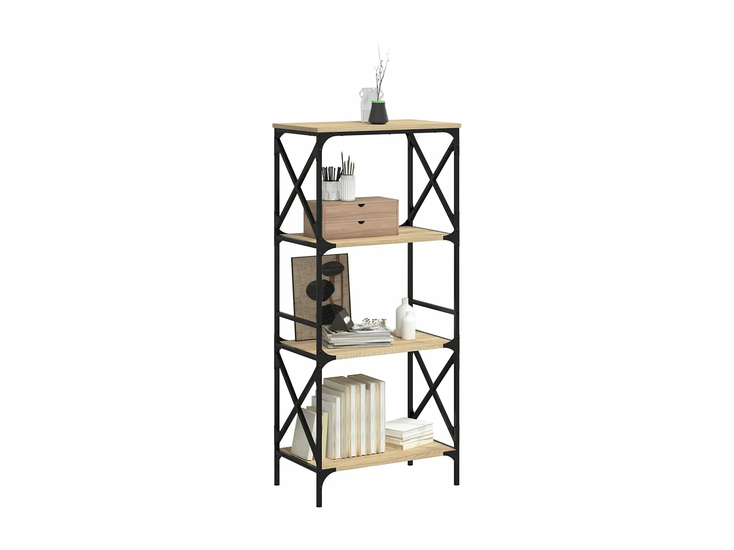 Bibliothèque à 4 niveaux chêne sonoma 59x35x132 cm FR43364