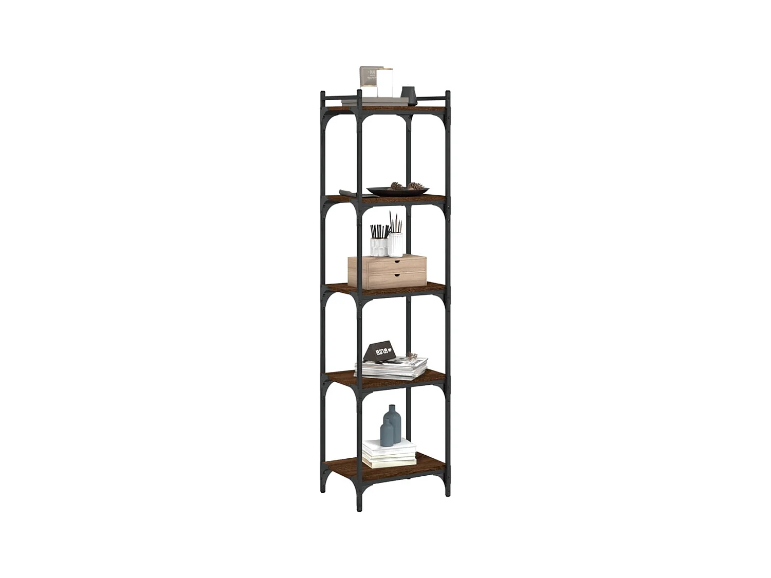 Bibliothèque 5 niveaux chêne marron 40x30x154cm bois ingénierie FR15477