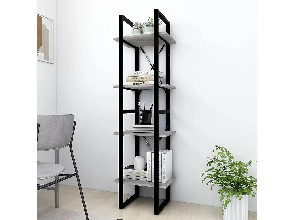 Bibliothèque 4 niveaux Sonoma gris 40x30x140 cm Bois FR86132