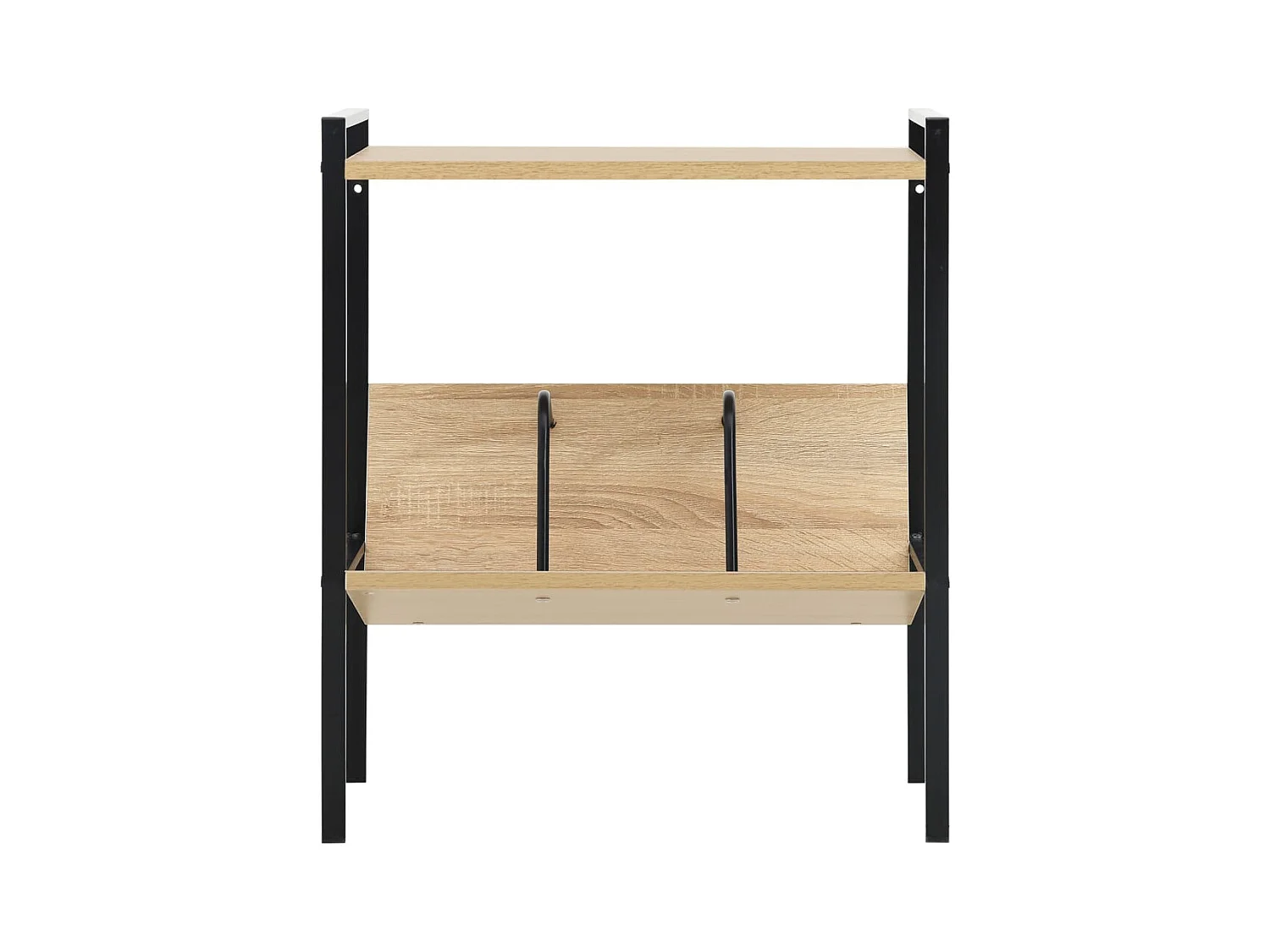 Bibliothèque 2 niveaux noir chêne 52x28x59 cm bois d'ingénierie FR69136