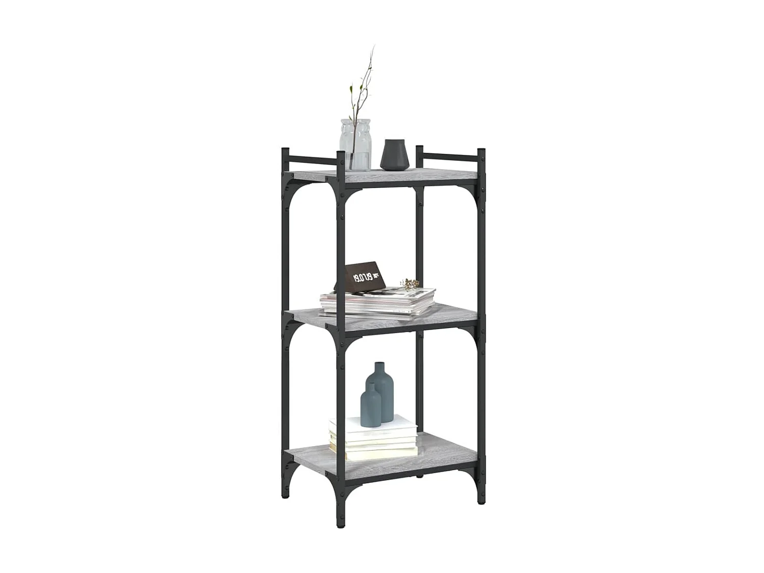 Librería 3 estantes madera ingeniería gris Sonoma 40x30x86 cm ES453734