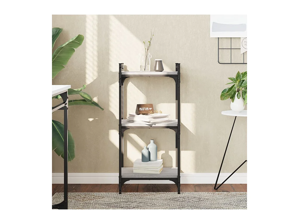 Bibliothèque 3 niveaux sonoma gris 40x30x86cm bois d'ingénierie FR88331