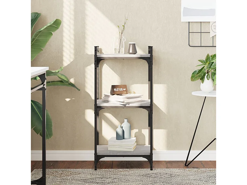 Librería 3 estantes madera ingeniería gris Sonoma 40x30x86 cm ES453734