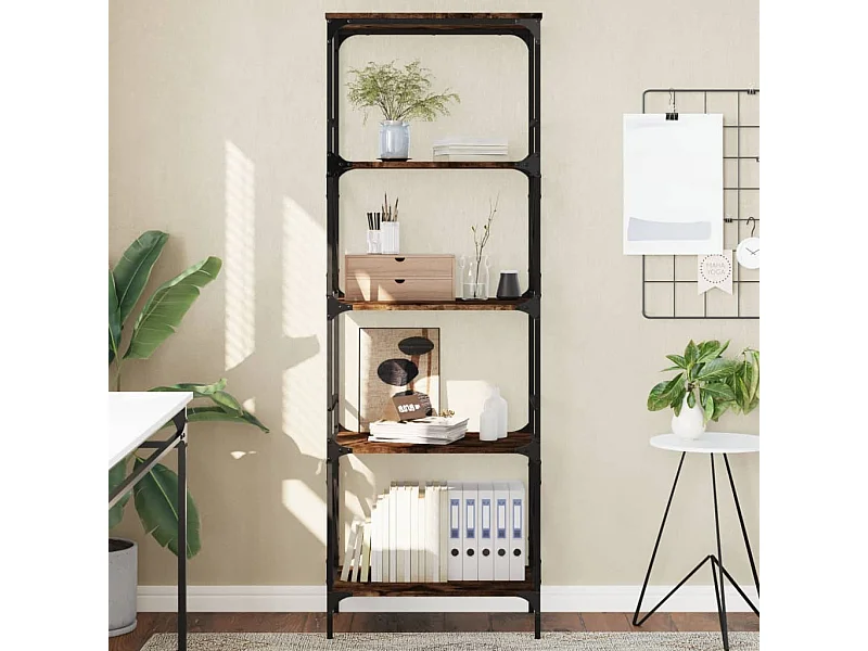 Bibliothèque à 5 niveaux chêne fumé 59x35x171 cm FR67859