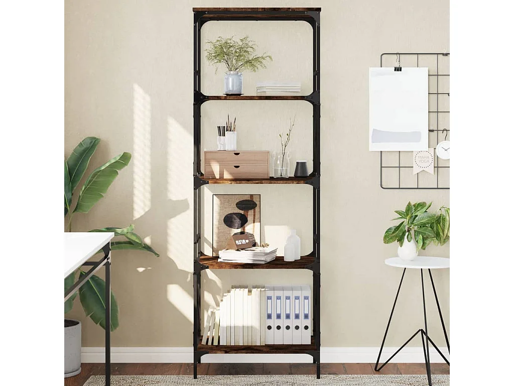 Bibliothèque à 5 niveaux chêne fumé 59x35x171 cm FR67859