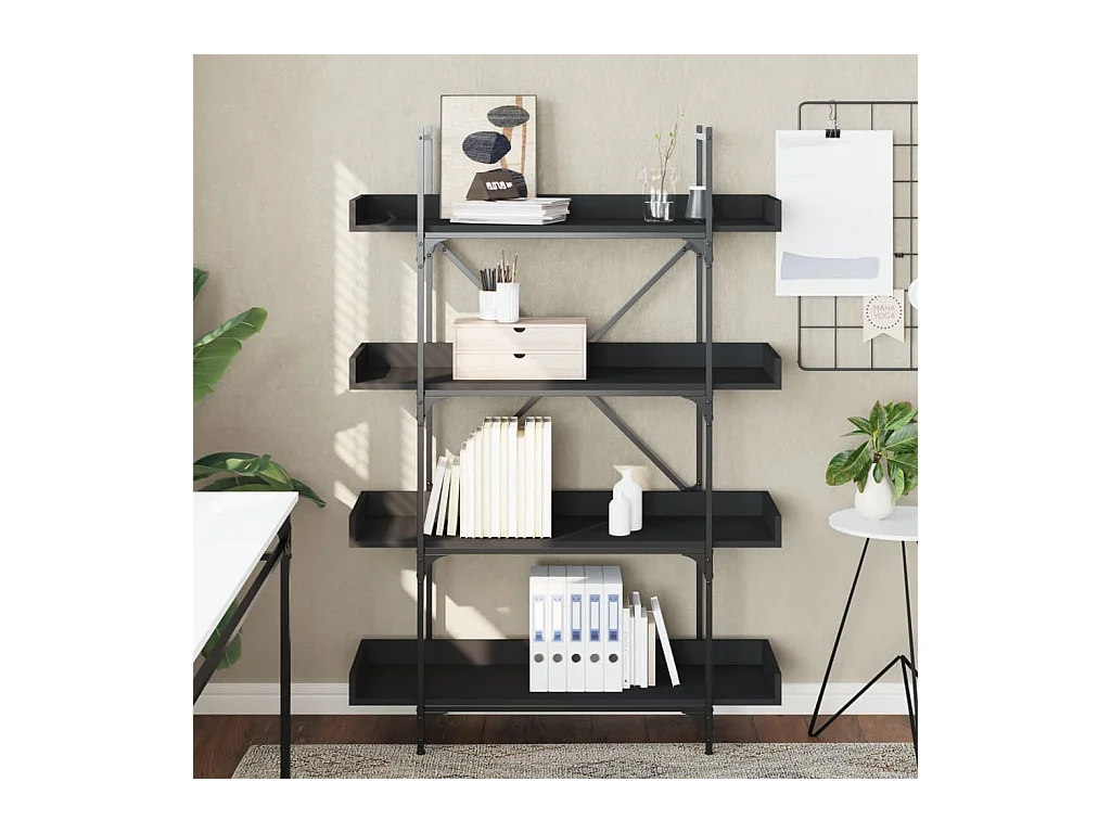 Bibliothèque à 4 niveaux noir 100x33x145,5 cm bois d'ingénierie FR31329