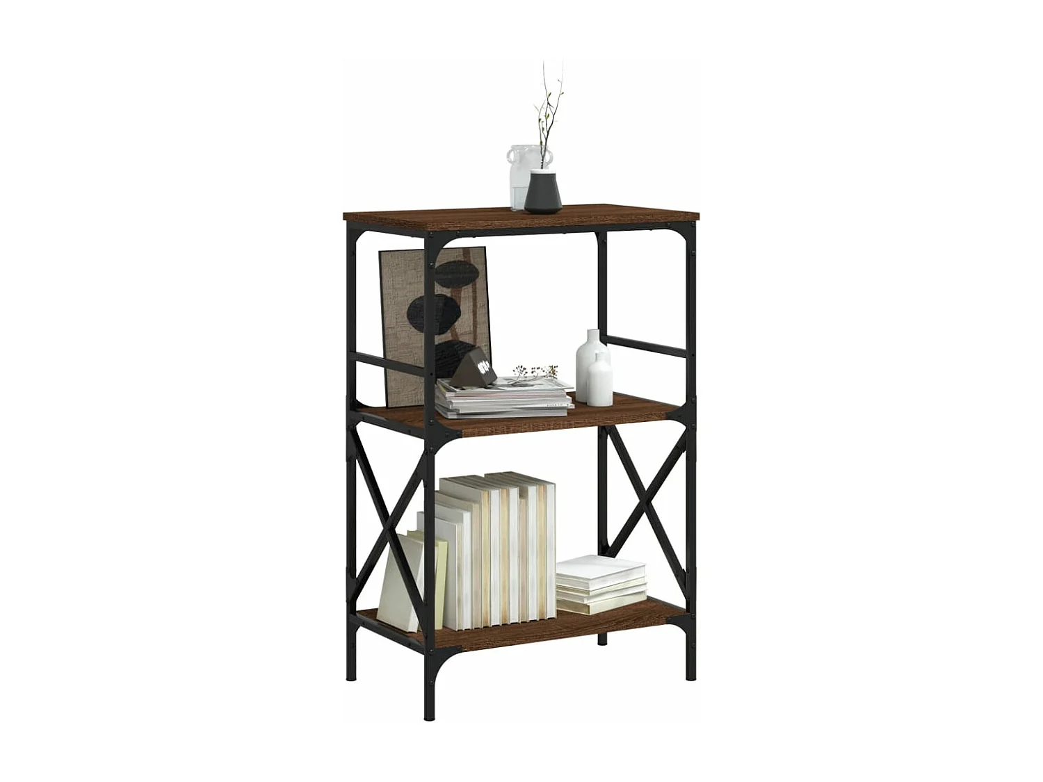 Boekenkast 3-laags 59x35x90,5 cm bewerkt hout bruin eikenkleur BE978655