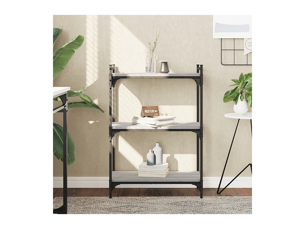 Bibliothèque 3 niveaux sonoma gris 60x30x86cm bois d'ingénierie FR87369