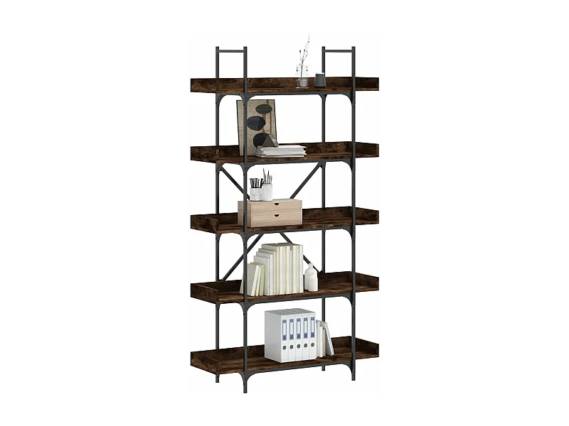 Bibliothèque 5 niveaux chêne fumé 100x33x180,5 cm FR53883