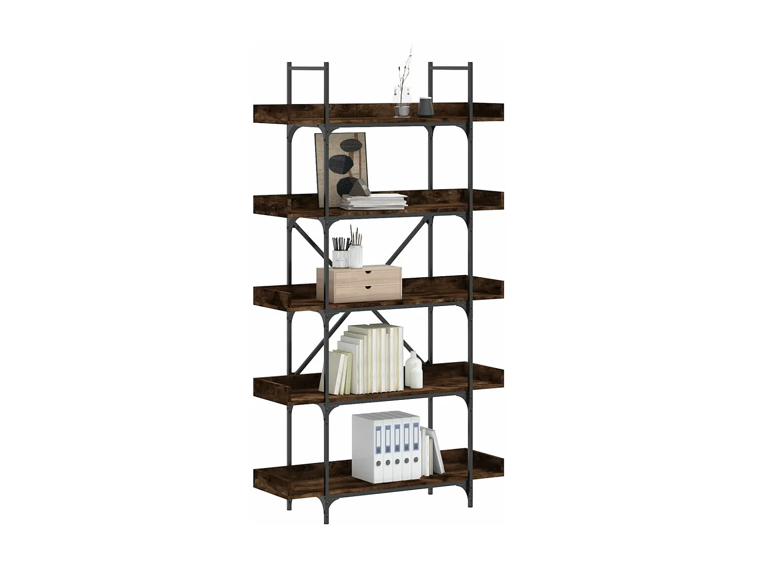 Bibliothèque 5 niveaux chêne fumé 100x33x180,5 cm FR53883