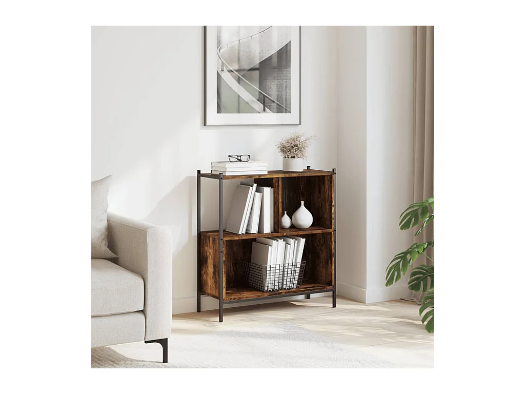 Bibliothèque chêne fumé 72x28x77,5 cm bois d'ingénierie FR61379