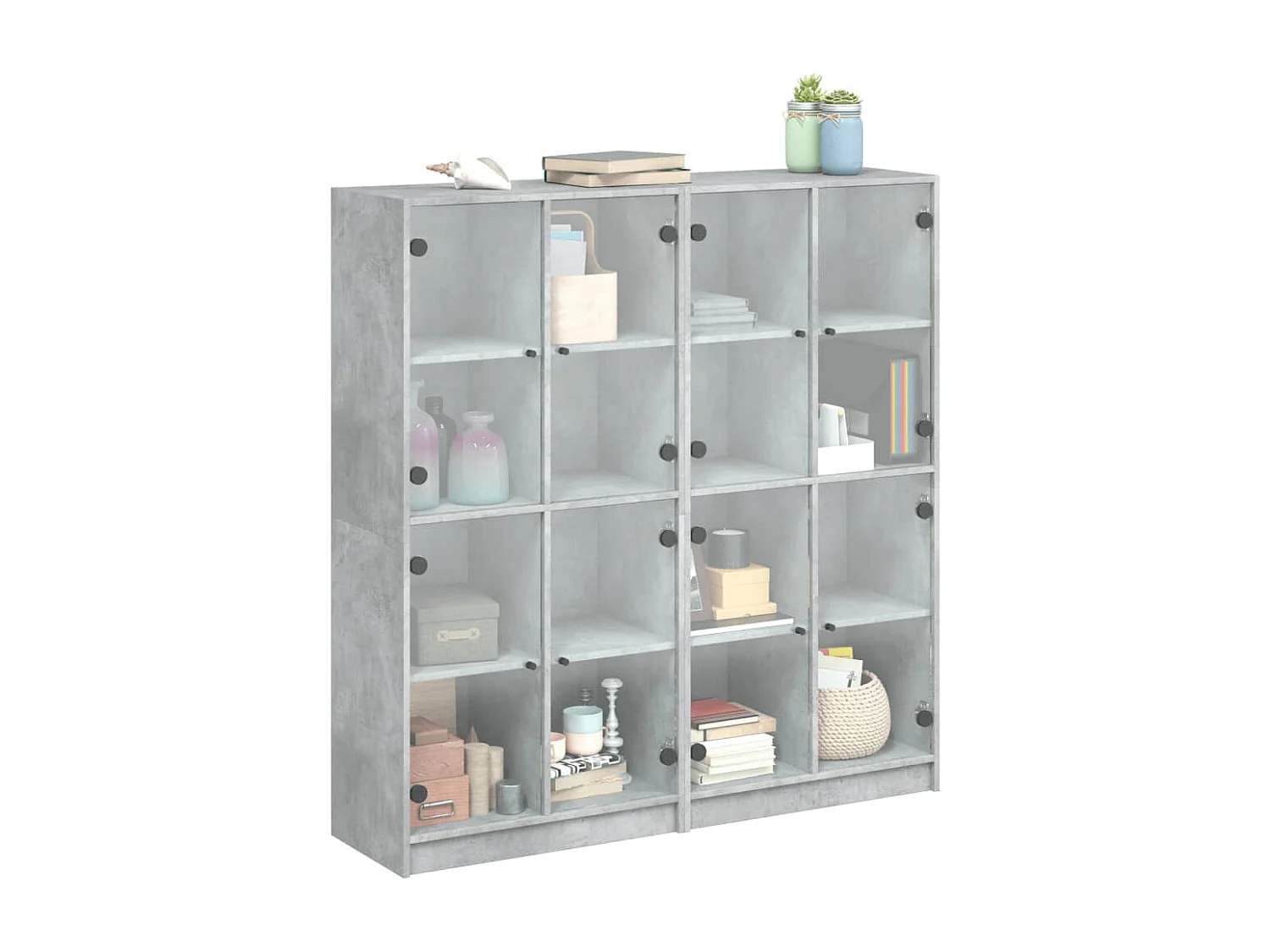 Estantería con puertas madera de ingeniería gris 136x37x142 cm ES470469