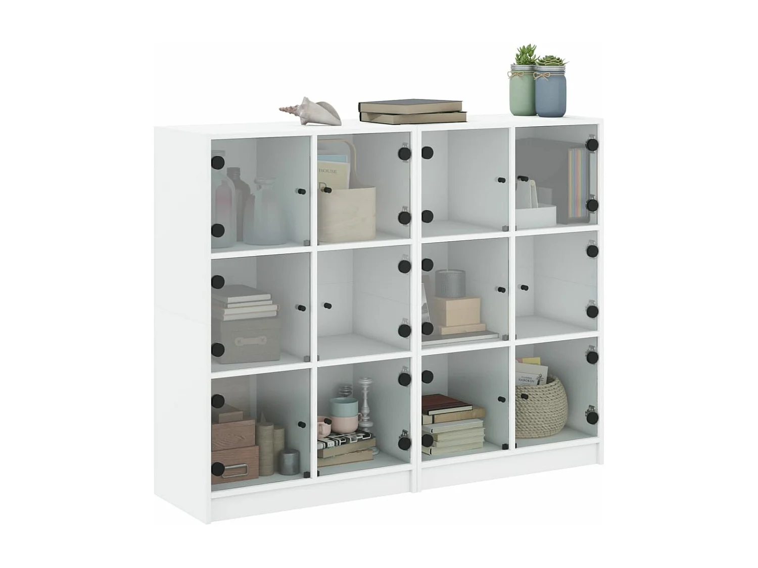 Estantería con puertas madera de ingeniería negro 136x37x109 cm ES353363