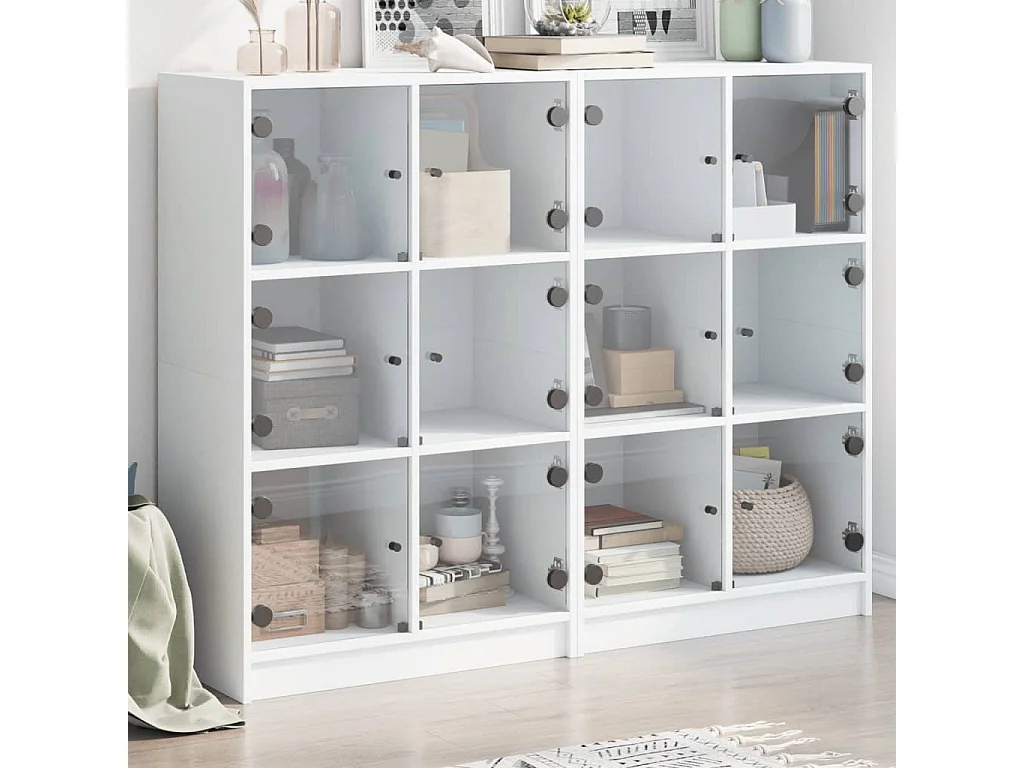 Estantería con puertas madera de ingeniería negro 136x37x109 cm ES353363