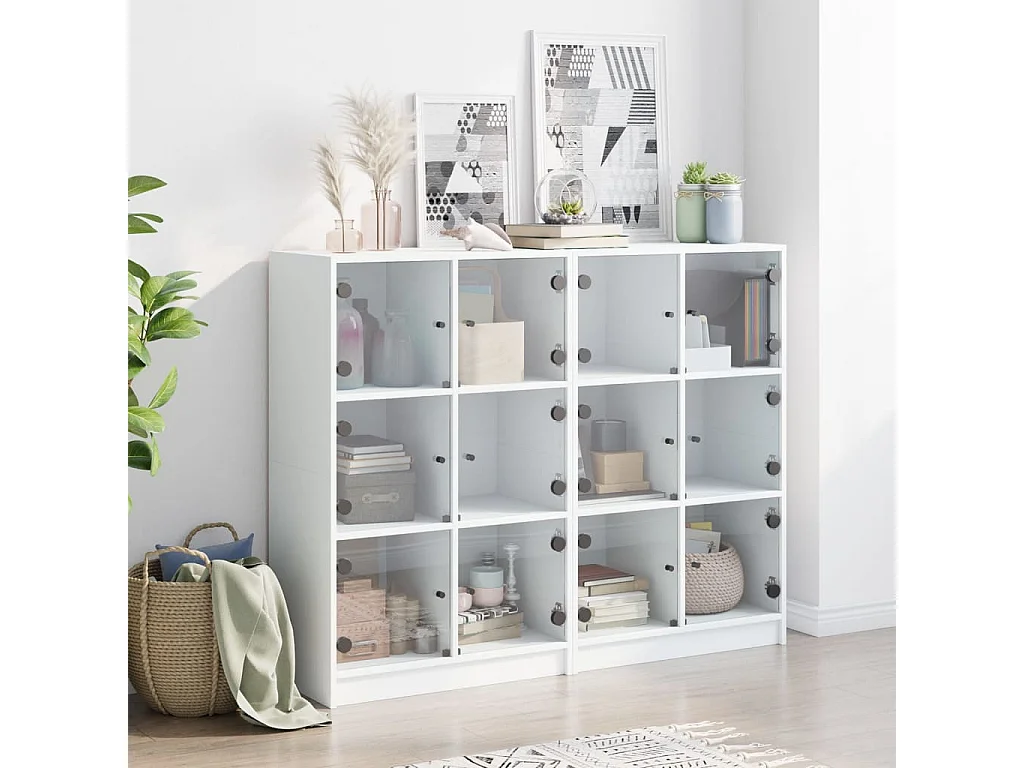 Bibliothèque avec portes blanc 136x37x109 cm bois d'ingénierie FR70454