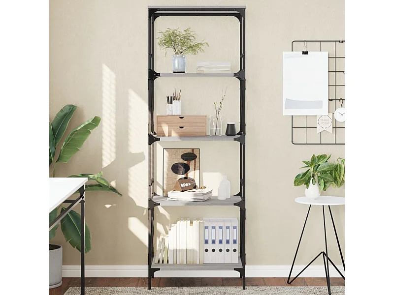 Librería 5 estantes madera ingeniería gris Sonoma 59x35x171 cm ES966893