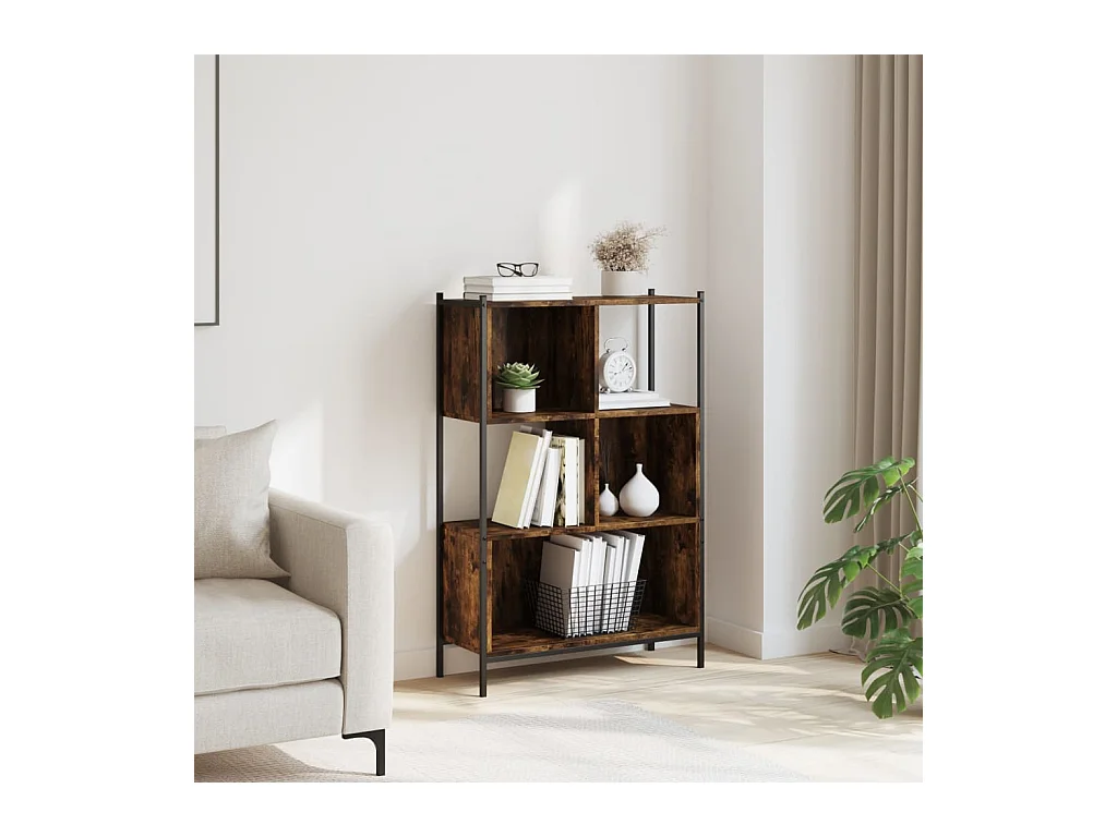 Bibliothèque chêne fumé 72x28x109 cm bois d'ingénierie FR24160