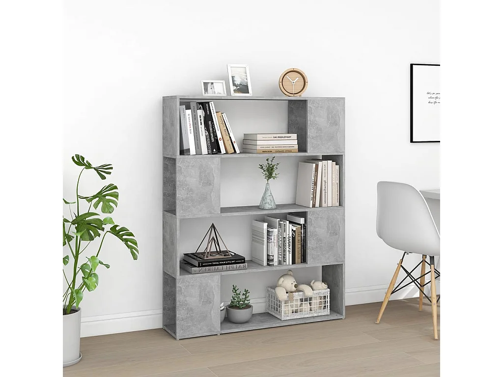 Estantería divisor de espacios gris hormigón 100x24x124 cm ES282468