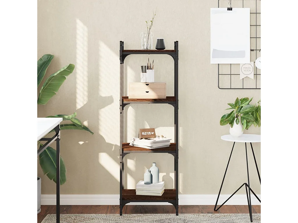 Bibliothèque 4 niveaux chêne marron 40x30x120cm bois ingénierie FR69475