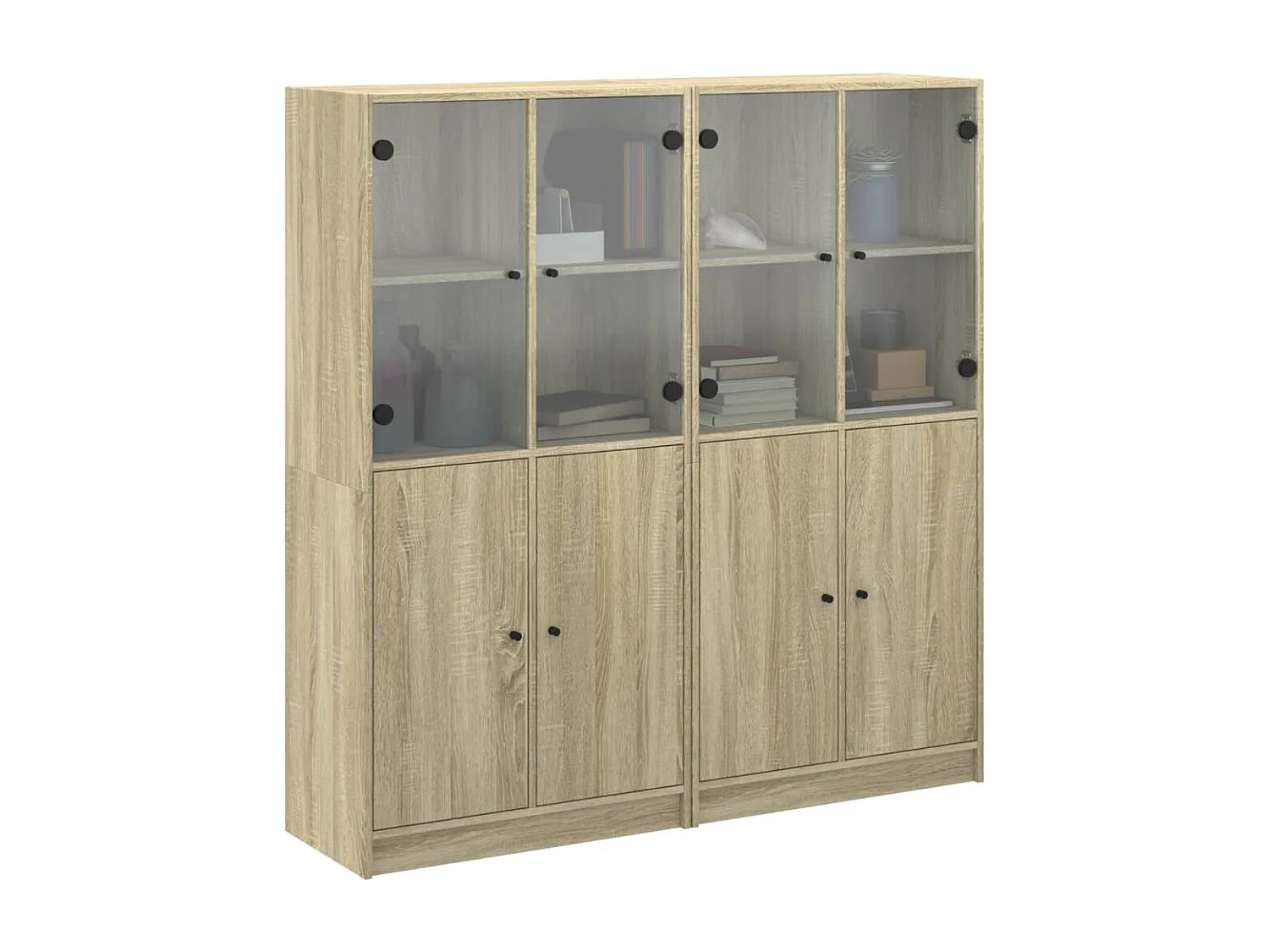 Estantería con puertas madera roble Sonoma 136x37x142 cm ES799469