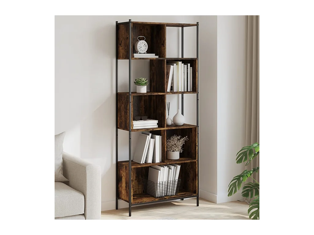 Bibliothèque chêne fumé 72x28x172 cm bois d'ingénierie FR17782