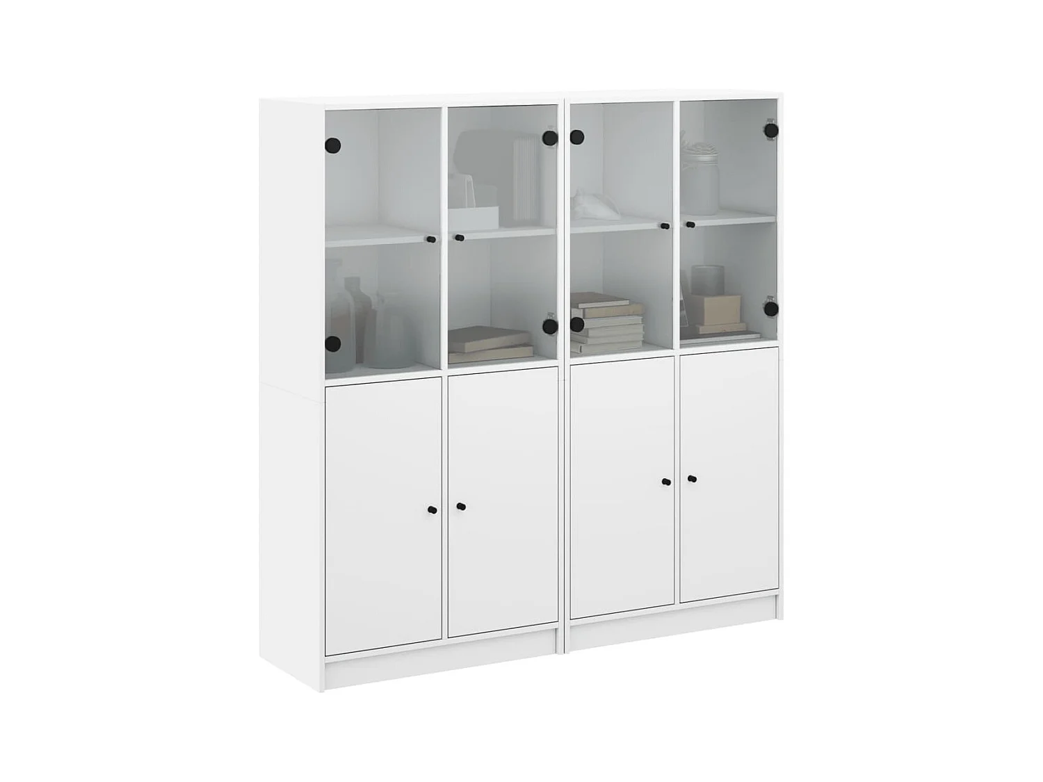 Estantería con puertas madera de ingeniería negro 136x37x142 cm ES127677