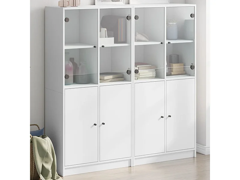 Bibliothèque avec portes blanc 136x37x142 cm bois d'ingénierie FR85383