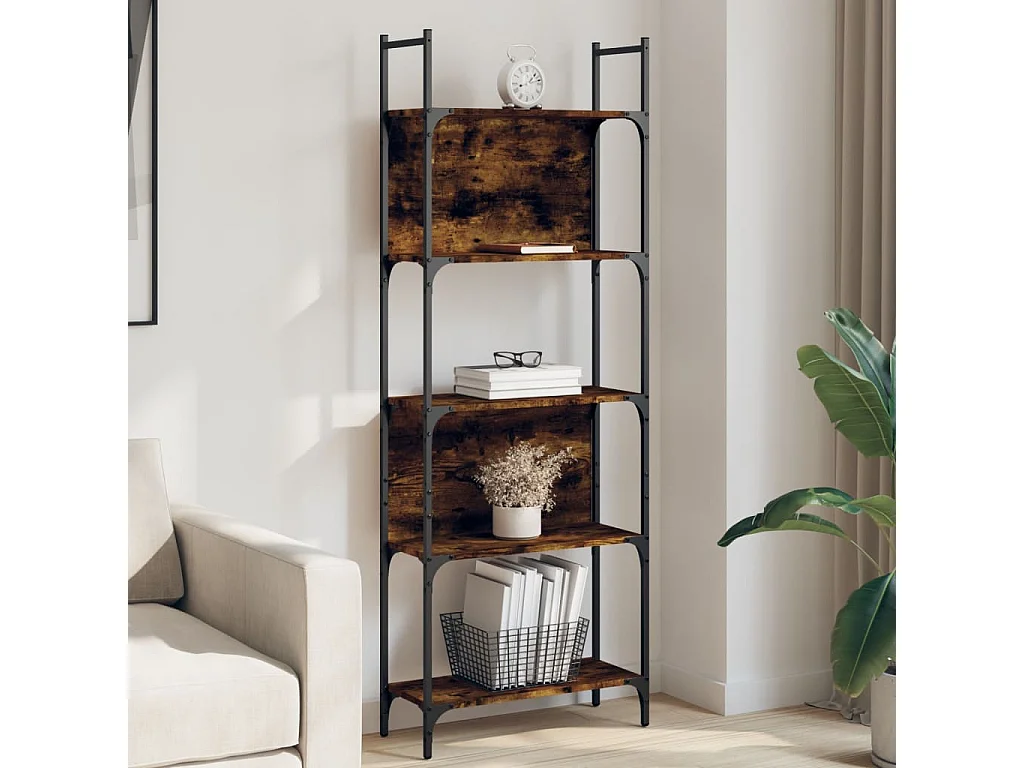 Librería de 5 estantes madera roble ahumado 60,5x24x166,5 cm ES764989