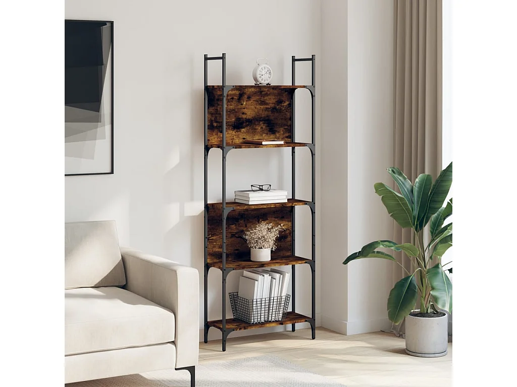 Librería de 5 estantes madera roble ahumado 60,5x24x166,5 cm ES764989