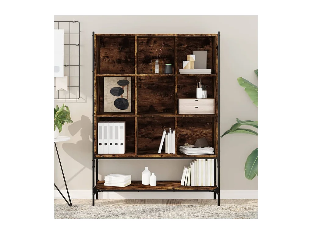 Bibliothèque chêne fumé 102x30x141,5 cm bois d'ingénierie FR60723