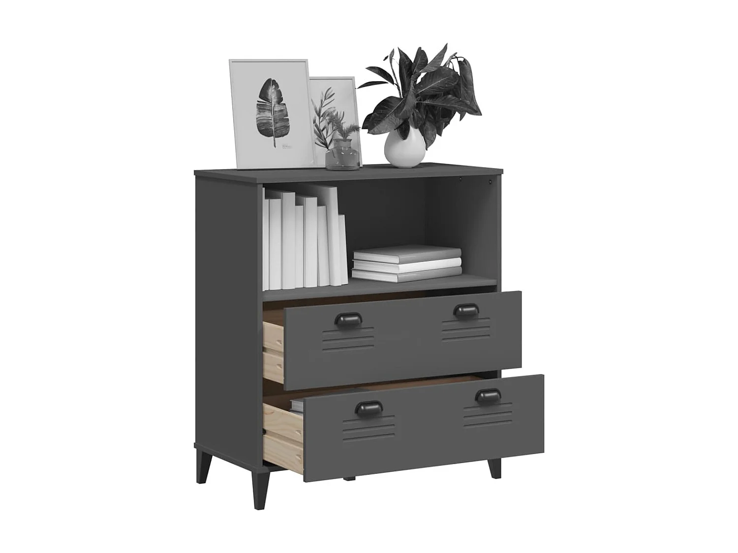 Librería VIKEN madera de ingeniería gris antracita 80x40x90 cm ES618211