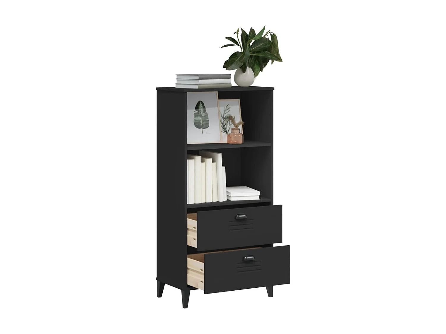 Bibliothèque VIKEN noir 60x35x123 cm bois d'ingénierie FR11766