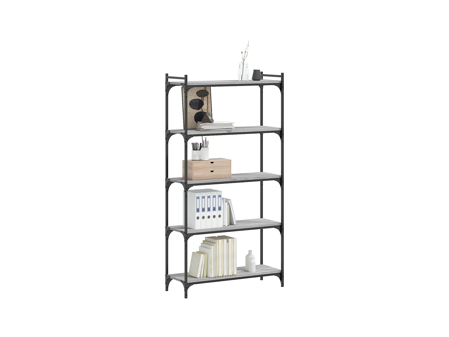 Bibliothèque à 5 niveaux sonoma gris 80x30x154 cm FR46872