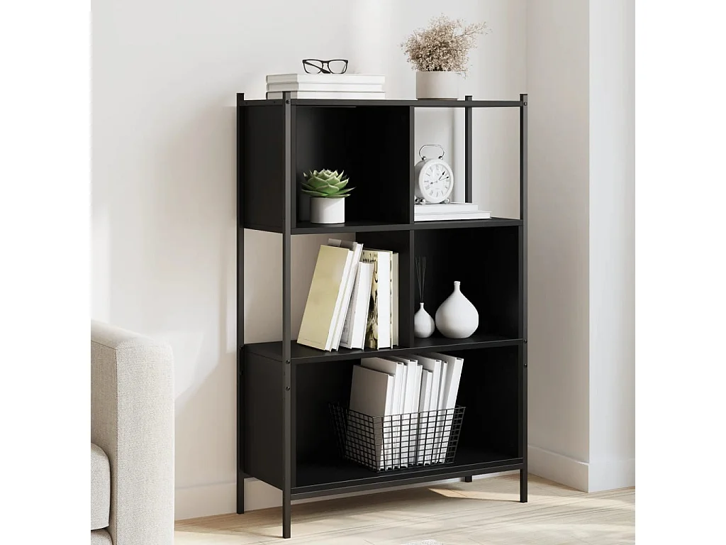 Bibliothèque noir 72x28x109 cm bois d'ingénierie FR56847