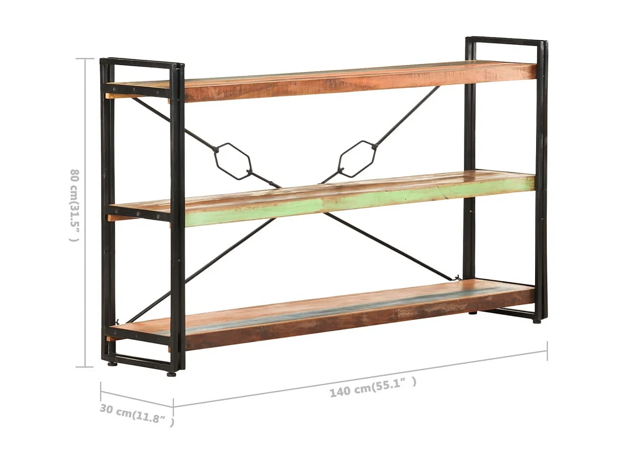 Bibliothèque 3 niveaux 140x30x80 cm Bois de récupération massif FR70036