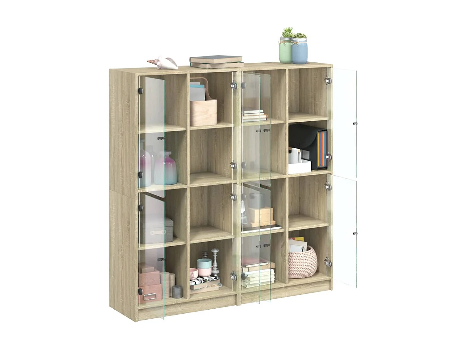 Bibliothèque avec portes chêne sonoma 136x37x142 cm FR85193