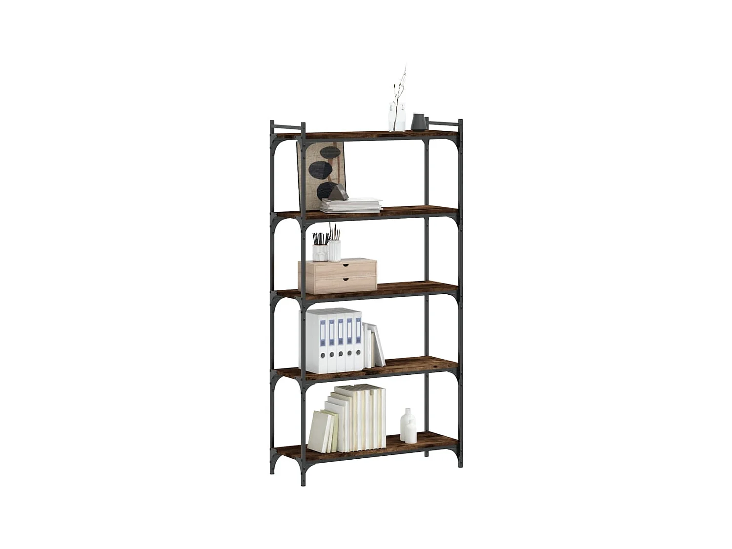 Bibliothèque 5 niveaux chêne fumé 80x30x154cm bois d'ingénierie FR98731