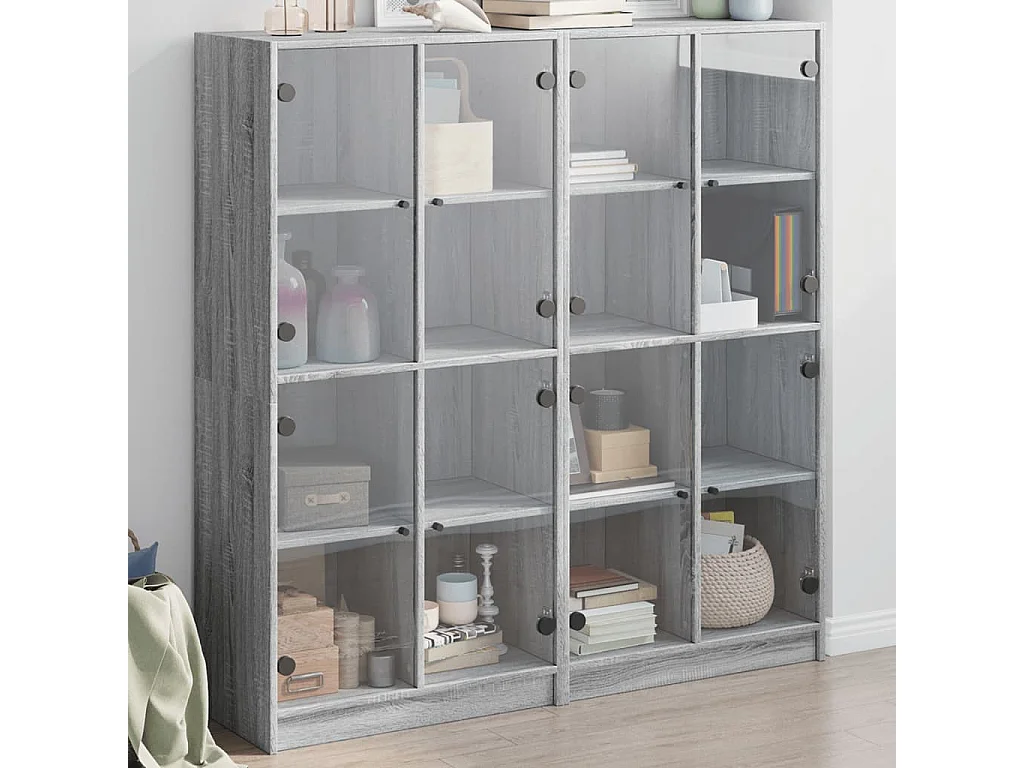 Bibliothèque avec portes sonoma gris 136x37x142 cm FR22565