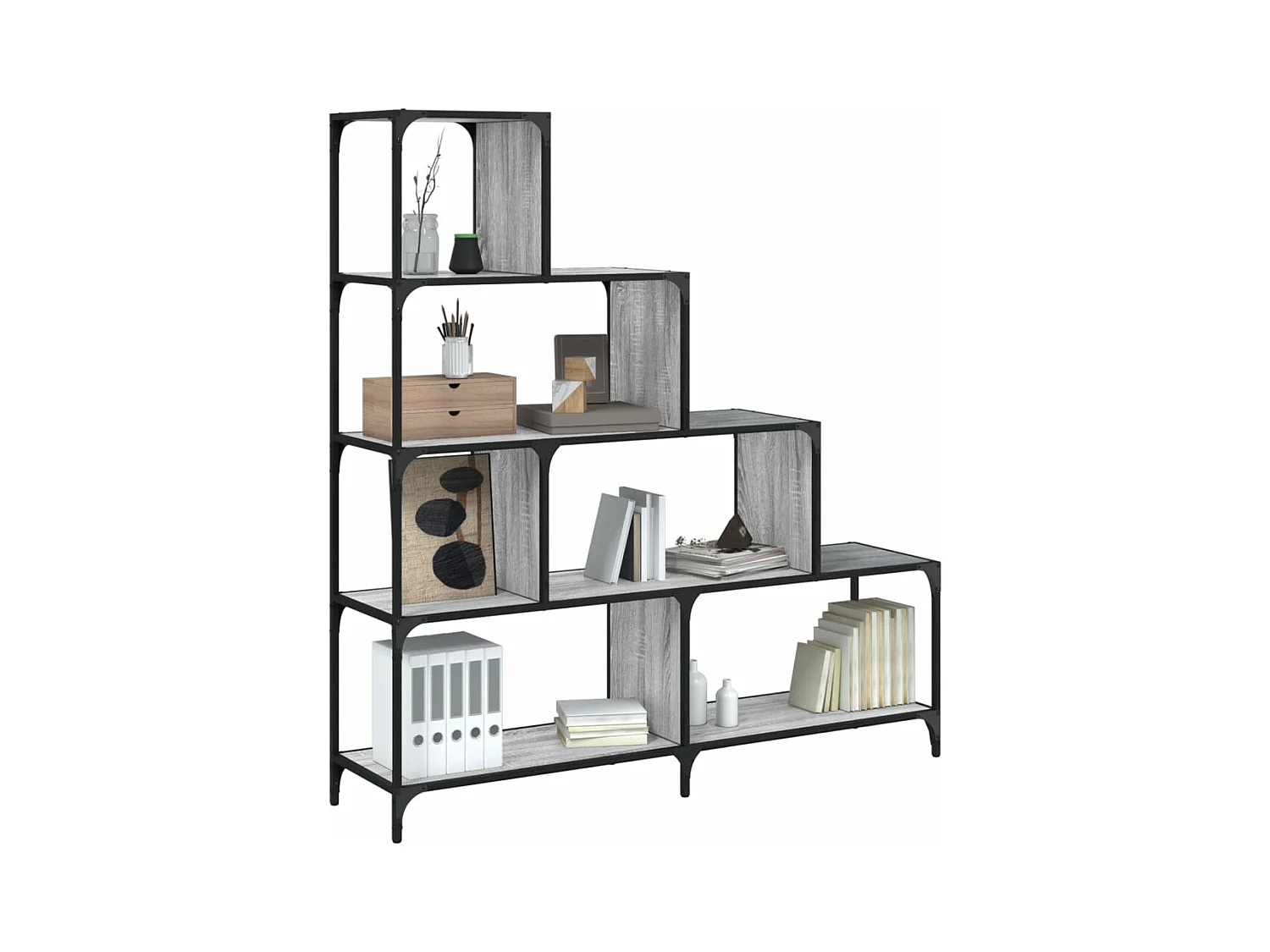 Bibliothèque à 4 niveaux sonoma gris bois d'ingénierie FR83653