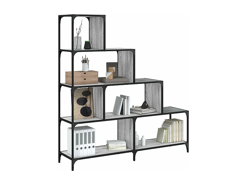 Bibliothèque à 4 niveaux sonoma gris bois d'ingénierie FR83653