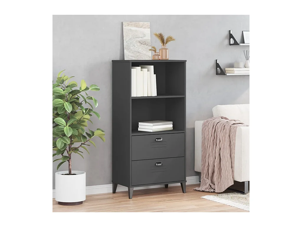 Bibliothèque VIKEN gris anthracite 60x35x123 cm bois ingénierie FR97985