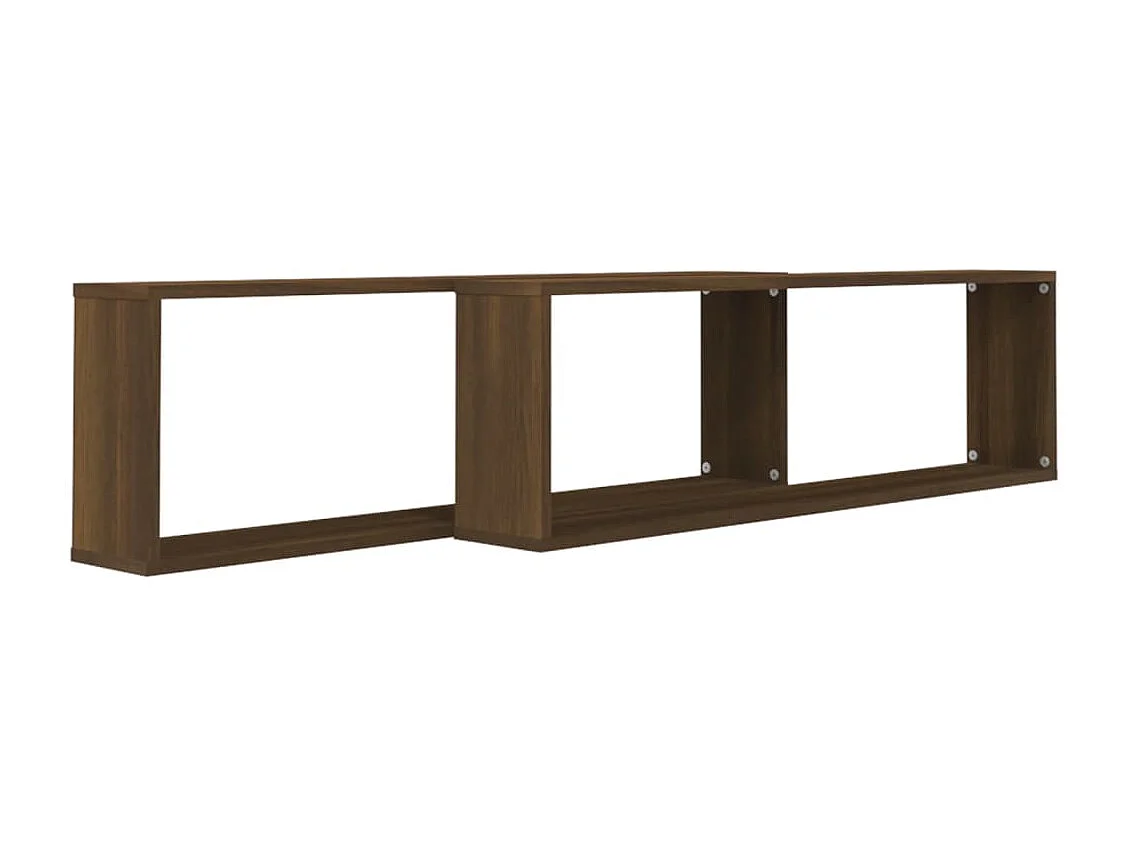 Lot de 2 Étagères murales cube Chêne marron 100x15x30 cm Bois FR66017