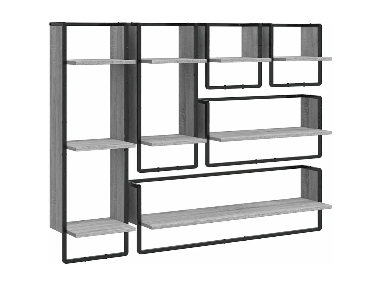Lot de 6 Étagères murales avec barres sonoma gris FR41954